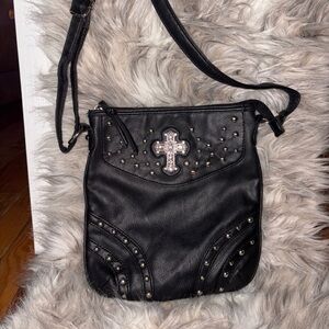 Vintage  Black Studded Crossbody Bag stunning in person!